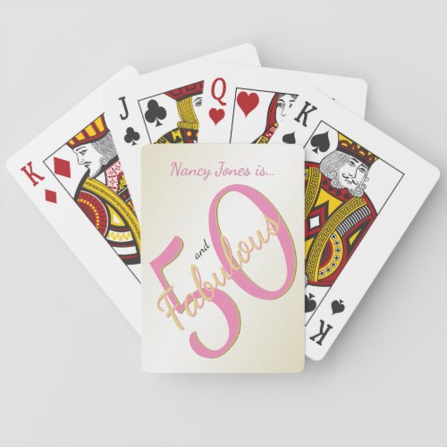 50 and Fabulous Birthday Party PinkGold 50th Fun Poker Cards