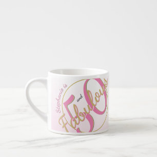 50 and Fabulous Birthday Party Pink/Gold Fun 50th Espresso Cup
