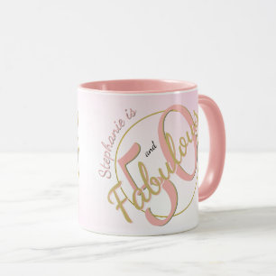 50 and Fabulous Birthday Party Pink/Gold Fun 50th Mug