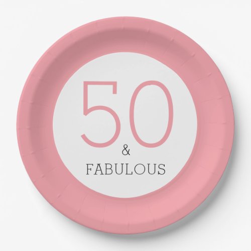 50 and Fabulous Birthday Party Pink  Paper Plates