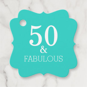 50 And Fabulous Birthday Party Turquoise Cute Favor Tags