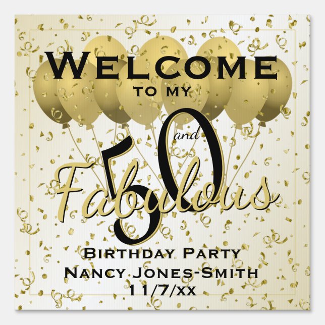 50 and Fabulous Birthday Party - Welcome Sign (Front)