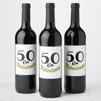 50 and Fabulous Birthday Party Wine Label