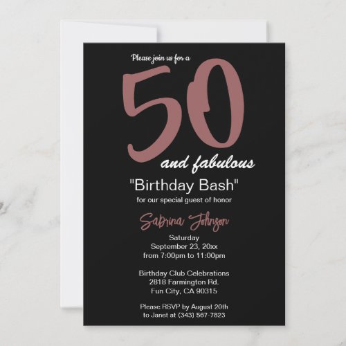 50 And Fabulous Birthday _ Personalize Invitation