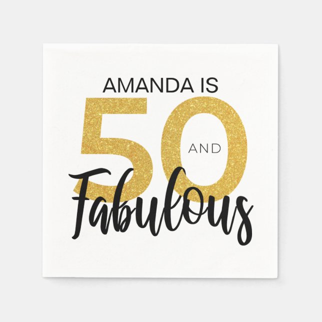 50 and Fabulous Birthday Personalized Party Napkins (Front)