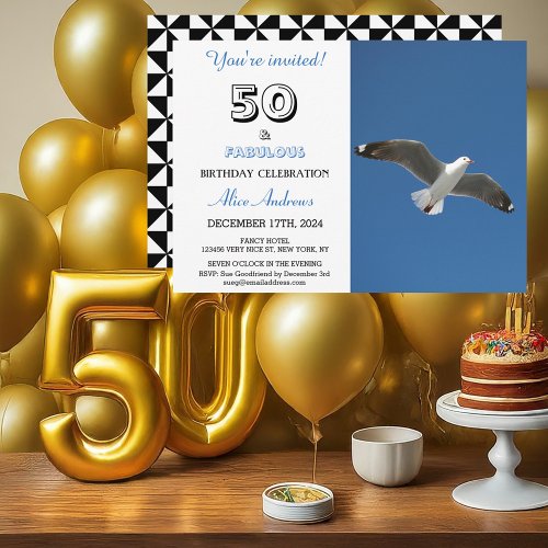 50 and Fabulous Birthday Photo Invitation