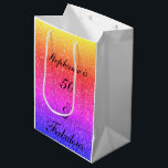 50 And Fabulous Birthday Pink Black Purple Glitter Medium Gift Bag<br><div class="desc">Designed with pretty,  girly and beautiful pink purple glittery background and personalized text template for name which you can edit,  this is perfect for the 50th birthday celebrations!</div>
