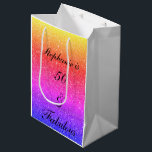 50 And Fabulous Birthday Pink Black Purple Glitter Medium Gift Bag<br><div class="desc">Designed with pretty,  girly and beautiful pink purple glittery background and personalized text template for name which you can edit,  this is perfect for the 50th birthday celebrations!</div>