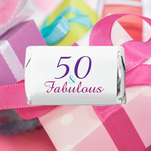 50 and Fabulous Birthday Pink Blue Purple Hersheys Miniatures