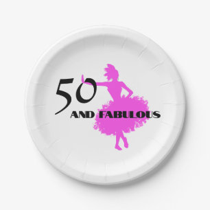 50 and Fabulous birthday pink dancer party Napkins Paper Plates