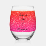 50 And Fabulous Birthday Pink Glitter Gift Favor Stemless Wine Glass<br><div class="desc">Designed with pretty,  girly and beautiful pink glittery background and personalized text template for name which you can edit,  this is perfect for the 50th birthday celebrations!</div>