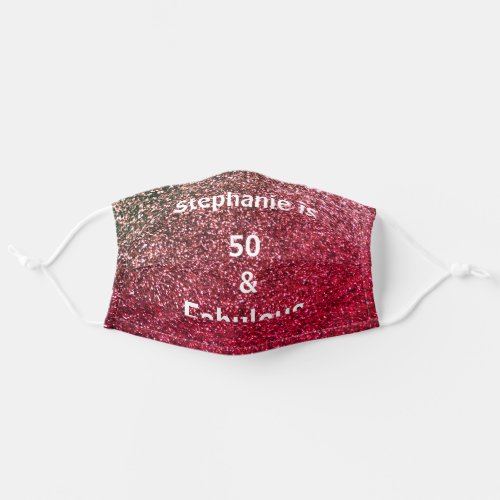 50 And Fabulous Birthday Pink Gold Golden Glitter Adult Cloth Face Mask