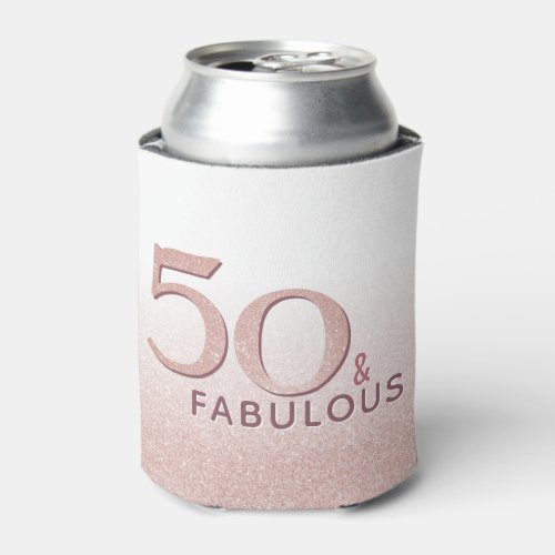 50 and Fabulous Birthday Pink Modern Typography Can Cooler