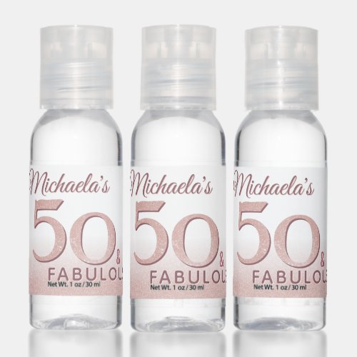 50 and Fabulous Birthday Pink Modern Typography Hand Sanitizer