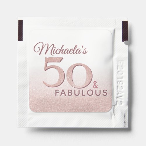 50 and Fabulous Birthday Pink Modern Typography Hand Sanitizer Packet