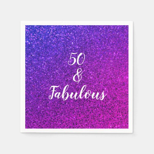 50 And Fabulous Birthday Pink Purple Glitter Chic Napkins