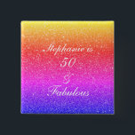50 And Fabulous Birthday Pink Purple Glitter Cool Button<br><div class="desc">Designed with pretty,  girly and beautiful pink purple glittery background and personalized text template for name which you can edit,  this is perfect for the 50th birthday celebrations!</div>