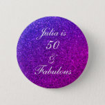 50 And Fabulous Birthday Pink Purple Glitter Ombre Button<br><div class="desc">Designed with pretty,  girly and beautiful pink purple glittery background and personalized text template for name which you can edit,  this is perfect for the 50th birthday celebrations!</div>