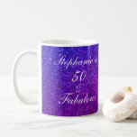 50 And Fabulous Birthday Pink Purple Glitter Ombre Coffee Mug<br><div class="desc">Designed with pretty,  girly and beautiful pink purple glittery background and personalized text template for name which you can edit,  this is perfect for the 50th birthday celebrations or gift!</div>