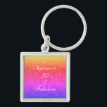 50 And Fabulous Birthday Pink Purple Glitter Ombre Keychain<br><div class="desc">Designed with pretty,  girly and beautiful pink purple glittery background and personalized text template for name which you can edit,  this is perfect for the 50th birthday celebrations!</div>