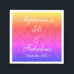 50 And Fabulous Birthday Pink Purple Glitter White Napkins<br><div class="desc">Designed with pretty,  girly and beautiful pink purple glittery background and personalized text template for name which you can edit,  this is perfect for the 50th birthday celebrations!</div>