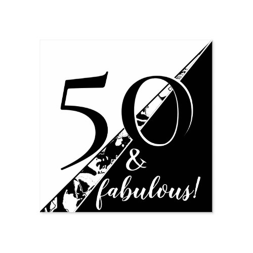 50 and fabulous birthday pop rubber stamp