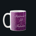 50 And Fabulous Birthday Purple Glitter Gift Favor Coffee Mug<br><div class="desc">Designed with pretty,  girly and beautiful purple glittery background and personalized text template for name which you can edit,  this is perfect for the 50th birthday celebrations or gift!</div>