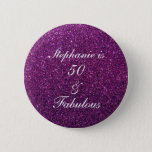 50 And Fabulous Birthday Purple Glitter Ombre Chic Button<br><div class="desc">Designed with pretty,  girly and beautiful purple glittery background and personalized text template for name which you can edit,  this is perfect for the 50th birthday celebrations!</div>