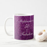 50 And Fabulous Birthday Purple Glitter Ombre Chic Coffee Mug<br><div class="desc">Designed with pretty,  girly and beautiful purple glittery background and personalized text template for name which you can edit,  this is perfect for the 50th birthday celebrations or gift!</div>