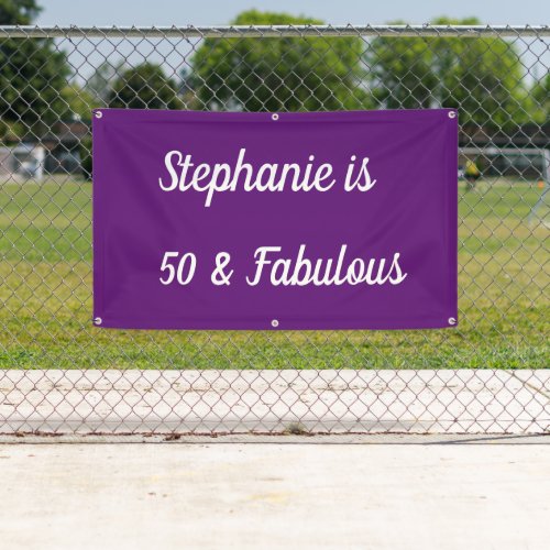 50 And Fabulous Birthday Purple White Royal Cool Banner