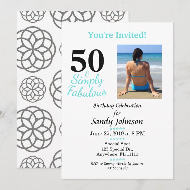 50 and Fabulous Birthday Simply Cute Invitation (Front/Back)
