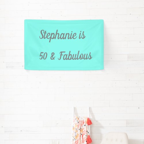 50 And Fabulous Birthday Teal Blue Grey Cute Banner