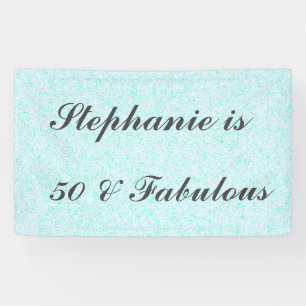 50 And Fabulous Birthday Teal Blue White Grey Cool Banner
