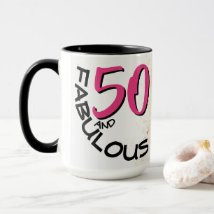 50 and Fabulous Birthday Text Vintage Bicycle Art Mug
