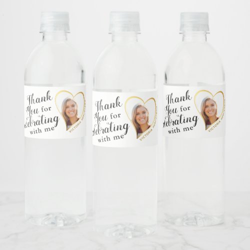 50 and Fabulous Birthday White and Gold Thank You Water Bottle Label