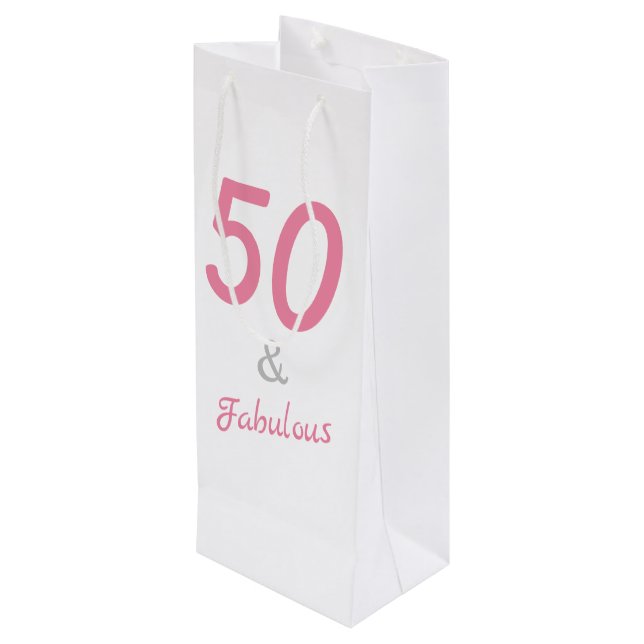 50 and Fabulous Birthday Wine Gift Bag (Back Angled)