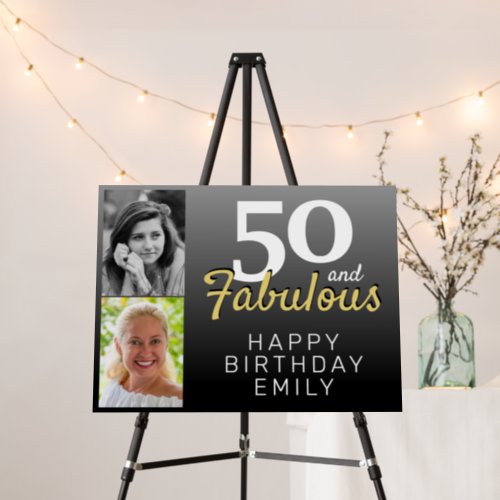50 and Fabulous Black 50th Birthday 2 Photo Foam Board
