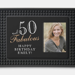 50 and Fabulous Black 50th Birthday Photo Bar Mat