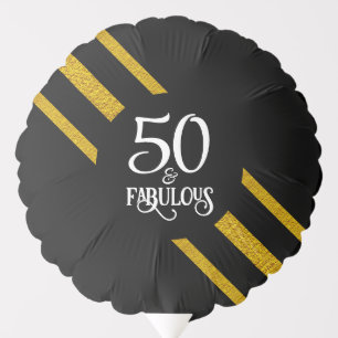 50 and Fabulous Black and Gold Balloon