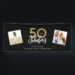 50 and fabulous black and gold birthday  banner<br><div class="desc">Black and gold modern script stylish multi photo 50th birthday party banner design. Modern gold effect script text. Part of a collection.</div>