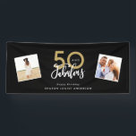 50 and fabulous black and gold birthday  banner<br><div class="desc">Black and gold modern script stylish multi photo 50th birthday party banner design. Modern gold effect script text. Part of a collection.</div>