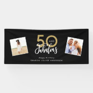 50 and fabulous black and gold birthday banner