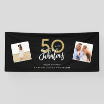 50 and fabulous black and gold birthday  banner
