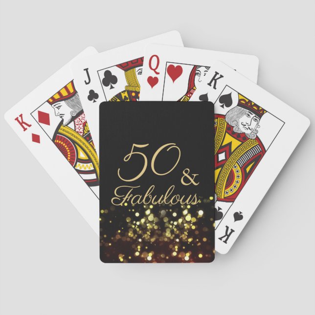 50 and Fabulous Black and Gold Birthday Poker Cards (Back)