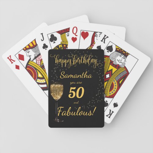 50 and Fabulous Black and Gold  Birthday Template Poker Cards