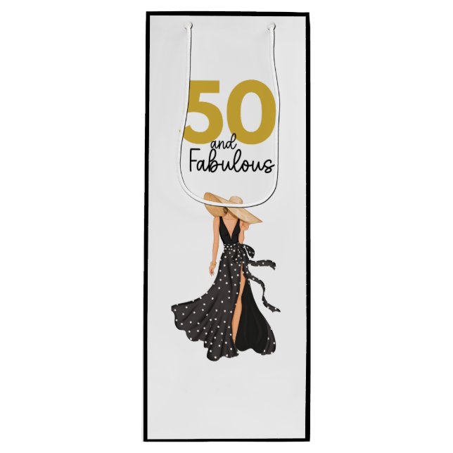 50 and fabulous Black and Gold Gift Bag (Front)
