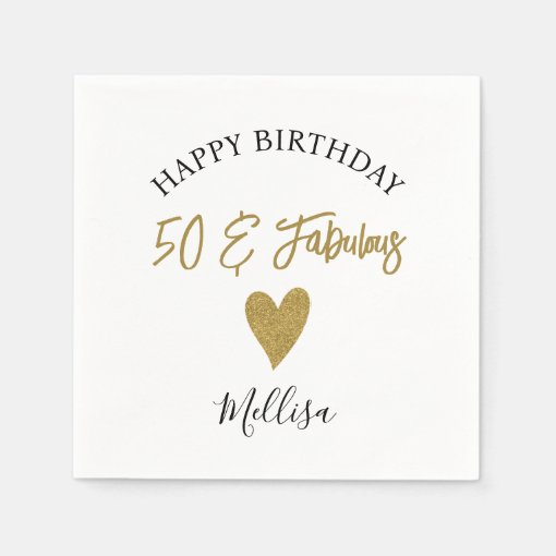 Black And Gold Happy Birthday Napkins