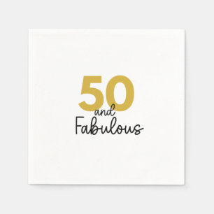 50 and Fabulous Black and Gold Paper Napkin