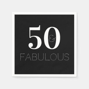 50 and fabulous Black and White Birthday Party Napkins