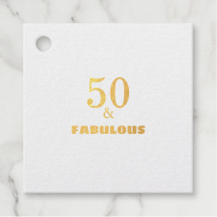 50 And Fabulous Black Gold Birthday Party Cute Foil Favor Tags